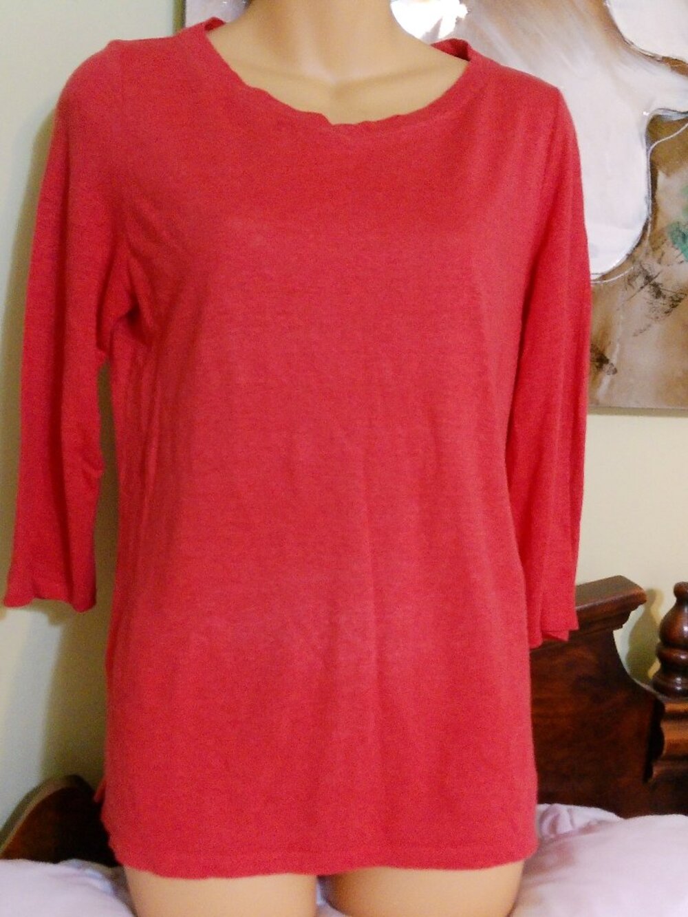 EILEEN FISHER XS T SHIRT RED GOOD CONDITION